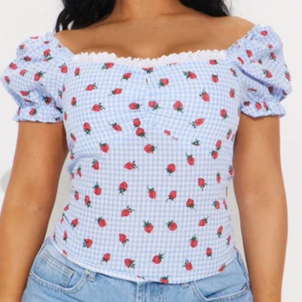 Fashion Nova Strawberry Gingham Top - Picture 9 of 10